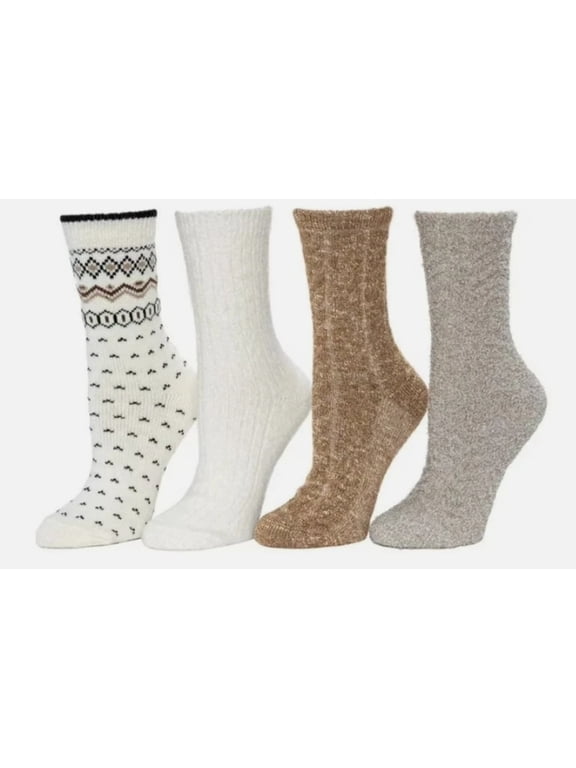 Crew Plushfill Assorted Socks, 4 Pack Fits Shoe size 4-10