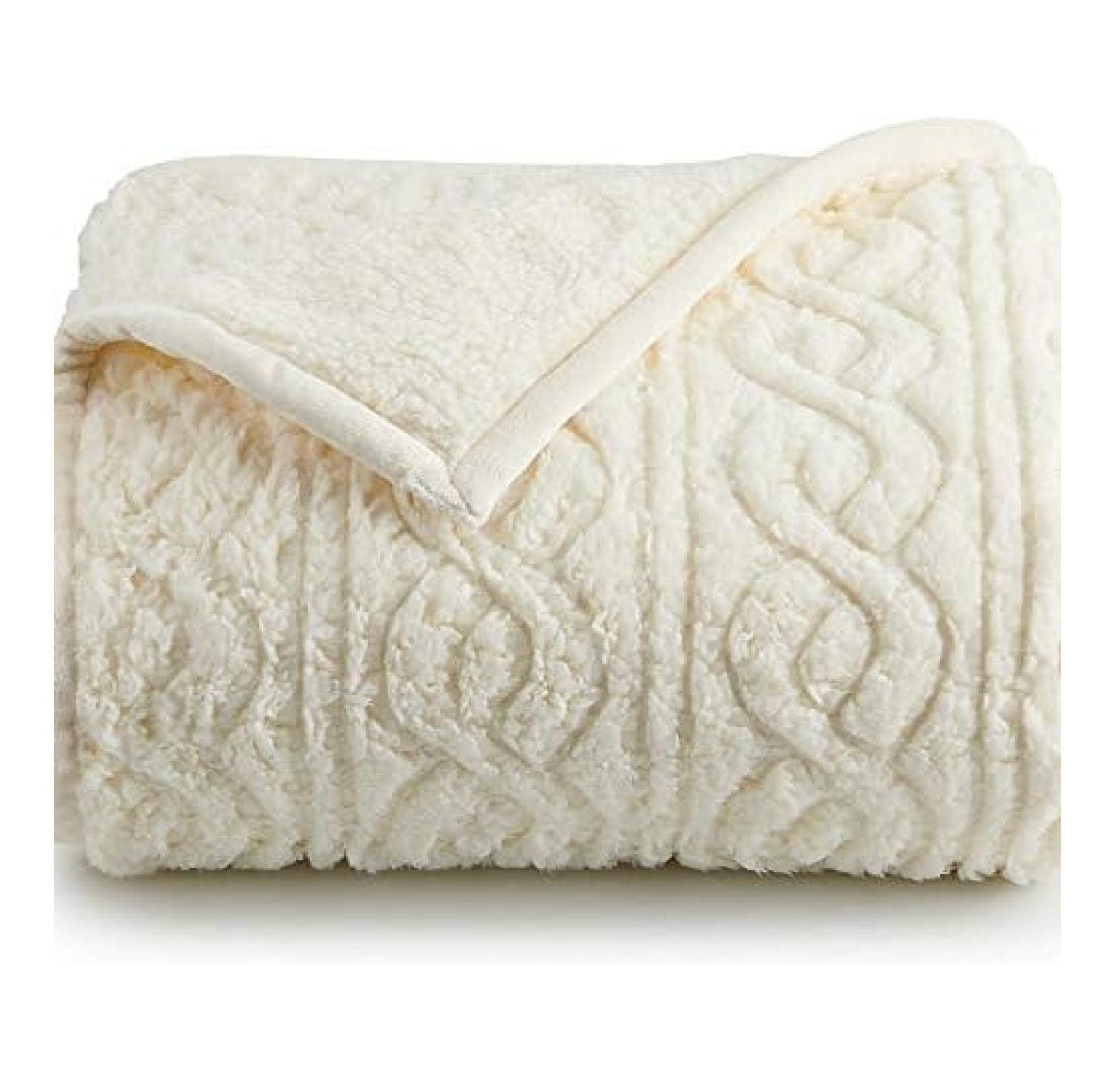 Cuddl Duds Fleece Plush Throw (Ivory Carve)