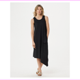 thumbnail image 1 of Cuddl Duds Flexwear Asymmetric Dress with Pockets, Black, M, 1 of 2