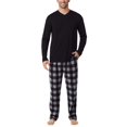 thumbnail image 1 of Cuddl Duds Mens Black Buffalo Check XL 2-Pc. Set Long Sleeve, 1 of 1
