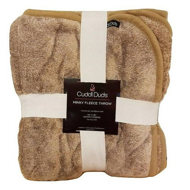 Cuddl Duds Minky Fleece Throw 50"X70" BROWN