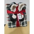 thumbnail image 1 of Cuddl Duds Throw Blanket Soft Velour Plaid Gray & Red 50x60 NEW W/ Slipper Sock, 1 of 3