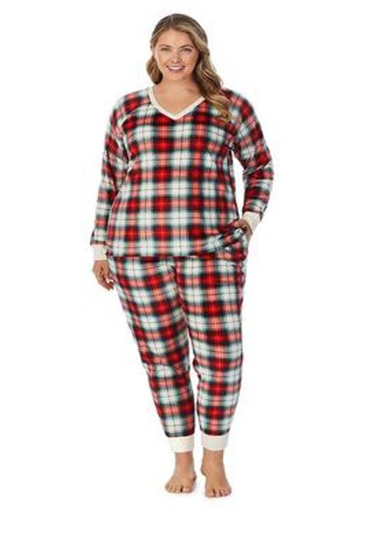 Cuddl Duds Velour Fleece Pajama Top & Pants Pajama Sleep Set Plus Size