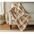thumbnail image 1 of Cuddl Duds Velvet Sherpa 60 Inches x 70 Inches Oversized Throw with Foot Pocket, Camel Buffalo, 1 of 3