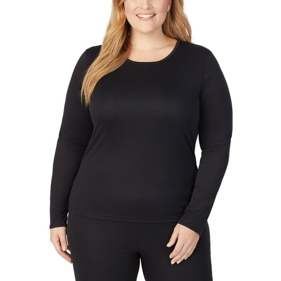 Cuddl Duds Women's Climatesmart Long Sleeve Crew Top - Plus Size, Black, 1X
