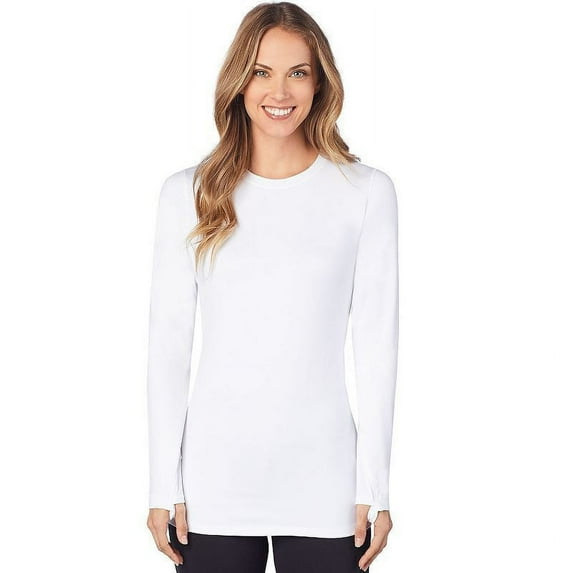 Cuddl Duds Women's Far Infrared Enhance Long Sleeve Crewneck Top White Size X-Large
