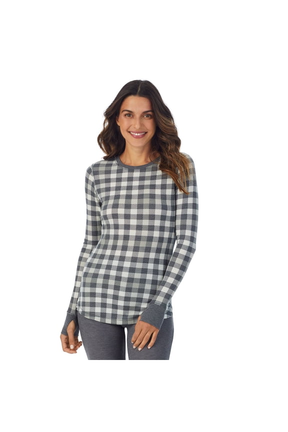 Women's Multicolor Thermal Long Sleeve Crew Top Small