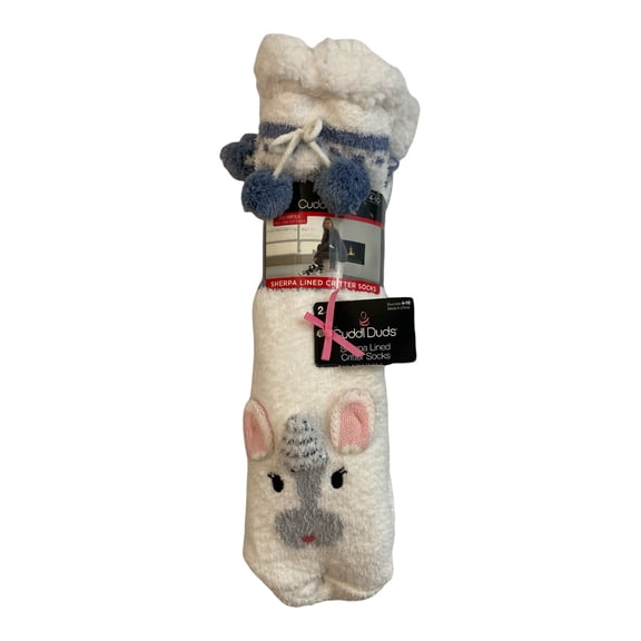 Cuddl Duds Women's Sherpa Lined Critter Slippers Socks, Shoe Size 4-10, Set of 2 (Unicorn)