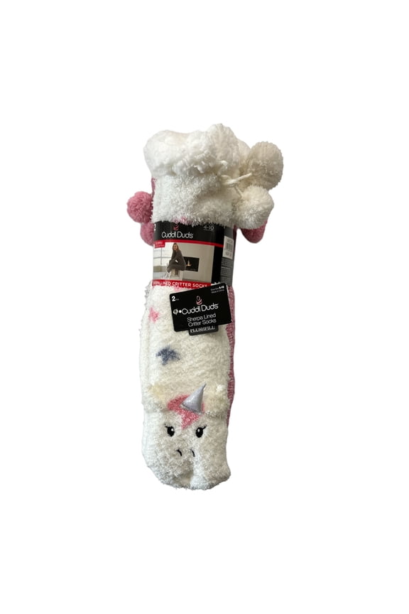 Women's Sherpa Lined Lounge Slipper Socks, Size 4-10 (Unicorn)