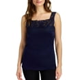 thumbnail image 1 of Cuddl Duds Women's SofTech Square Neck Lace Camisole - Plus Size, Navy, 2X, 1 of 3