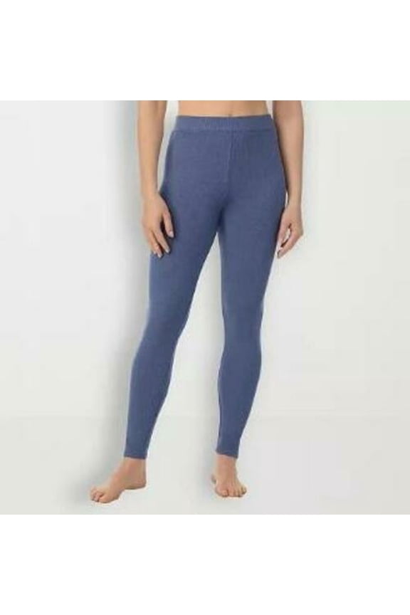 Women's Stretch Ribbed High-Rise Leggings Chambray M