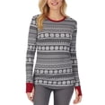 thumbnail image 1 of Cuddl Duds Women's Stretch Thermal Long Sleeve Crew Top, Grey Fairisle, XSmall, 1 of 1