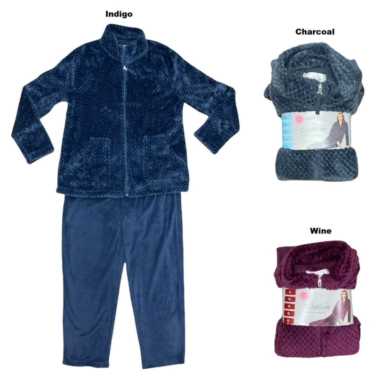 Cuddl Duds Women s Super Soft Textured Lounge Set Zip Up Sweater Pants Wine XL Walmart