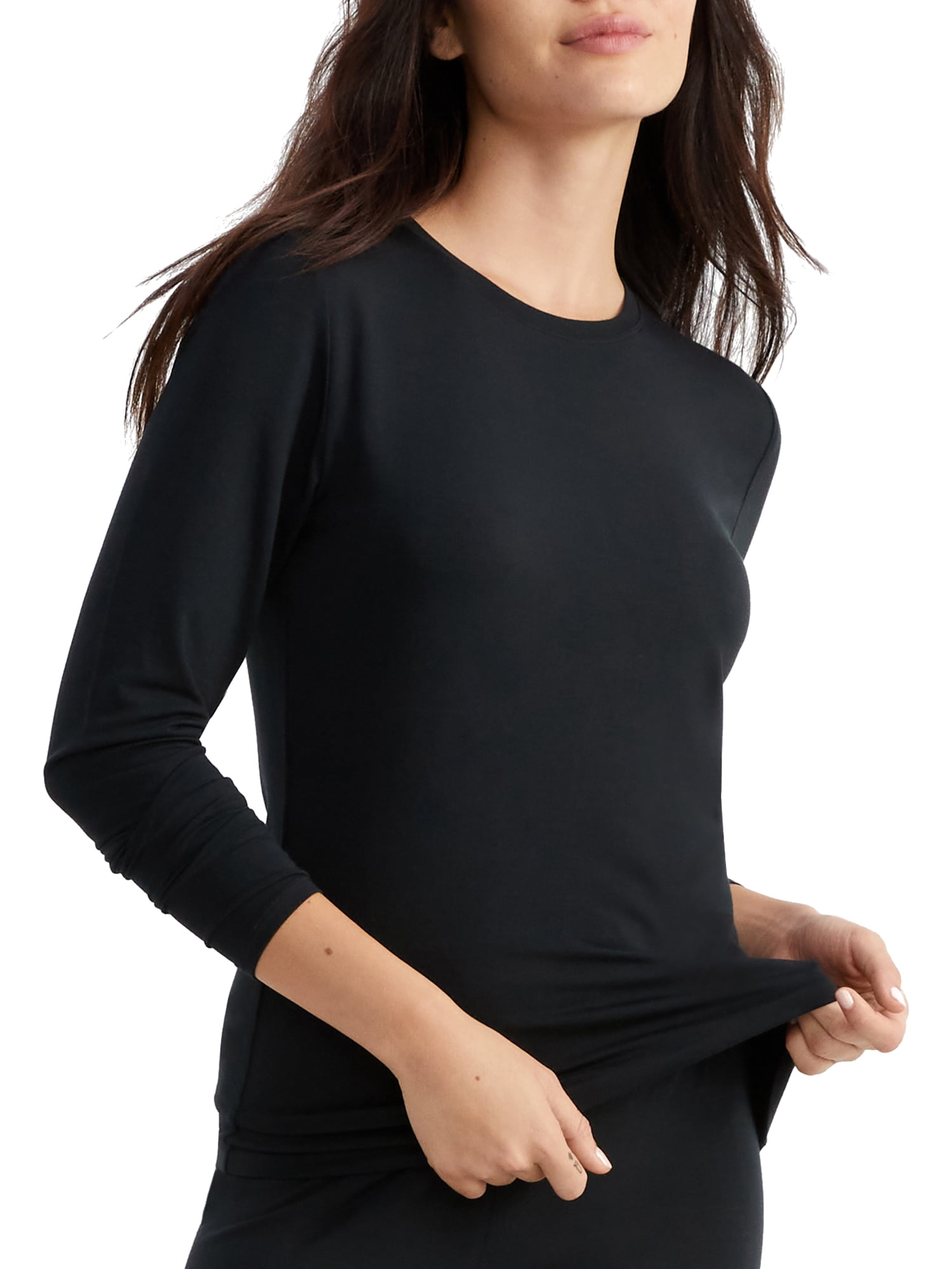 Cuddl Duds Women's Softwear Stretch Long Sleeve Crew Neck Top - Grape Color, Size Small