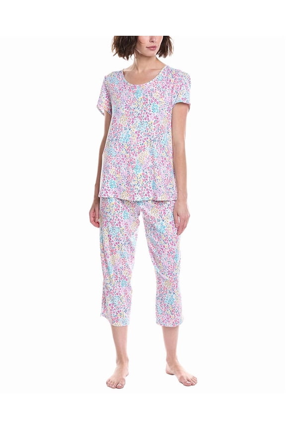 womens 2pc Pajama Crop Set, s, Pink