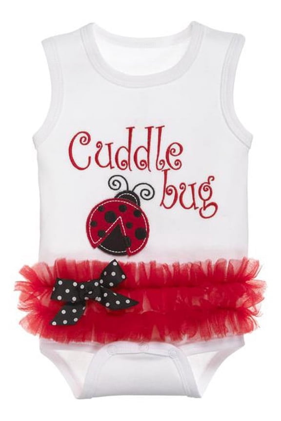 Cuddle Bug White Lady Bug Themed Baby Onesie - By Ganz (0-6 Months)