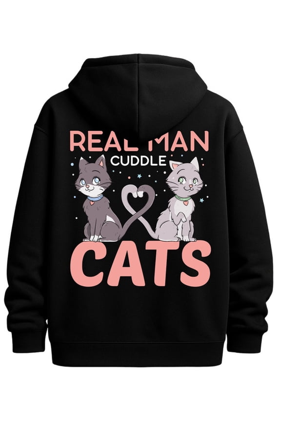 Cuddle Cats Hoodie graphic hoodies pet cat mens sweatshirts black Solid Color Design Long Sleeve Casual Hooded Sweatshirt Christmas for women funny cat dad