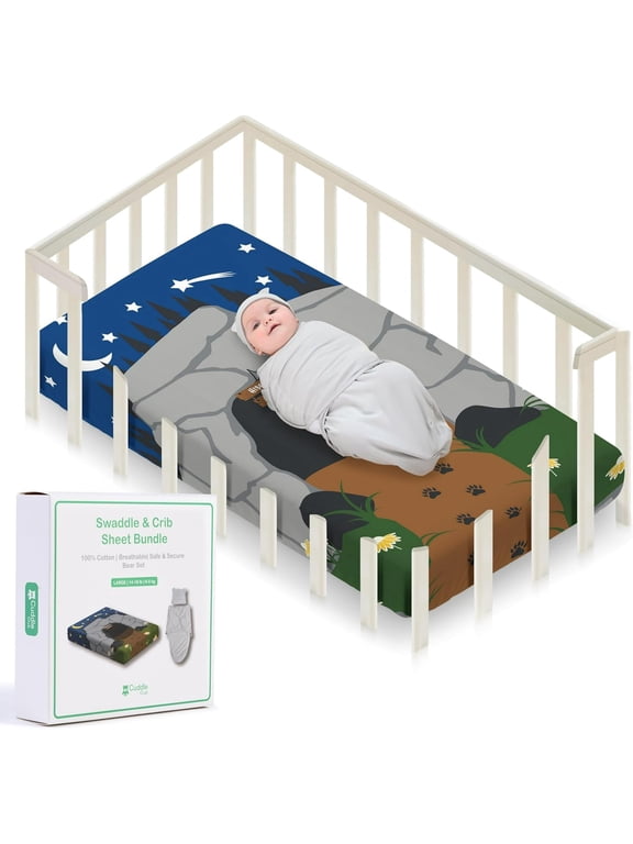 Baby Wrap Swaddle Blanket Sleep Sack Bundle with Novelty Beanie Hat, Bear Large