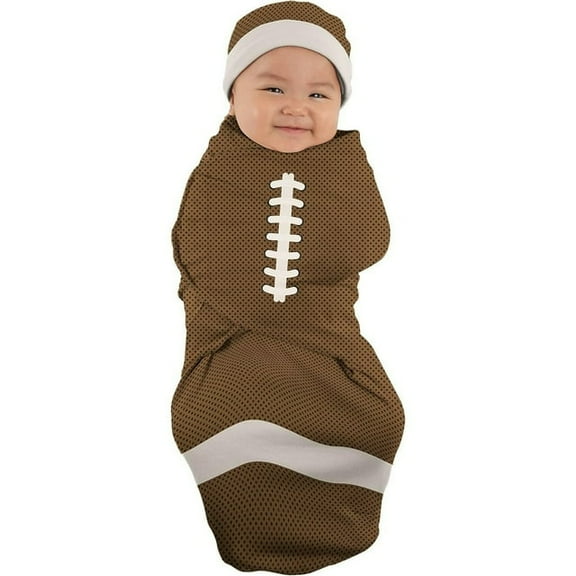 Cuddle Club Baby Wrap Swaddle Blanket Sleep Sack Bundle with Novelty Beanie Hat, Football Swaddle Small