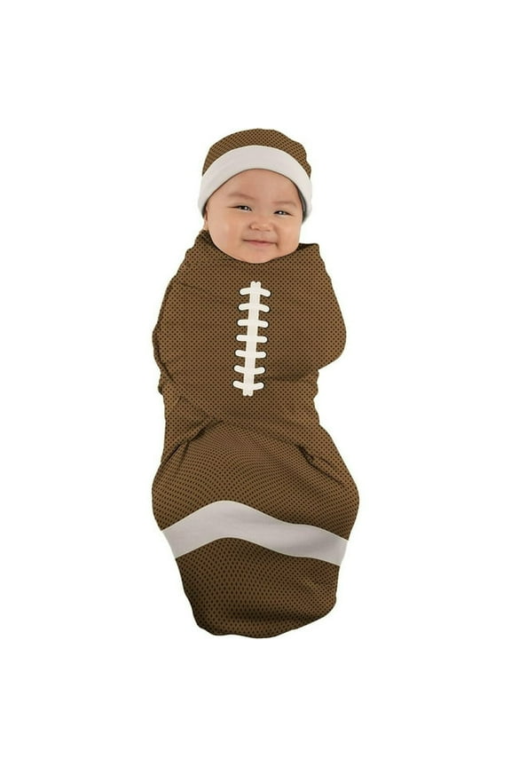 Baby Wrap Swaddle Blanket Sleep Sack Bundle with Novelty Beanie Hat, Football Swaddle Small
