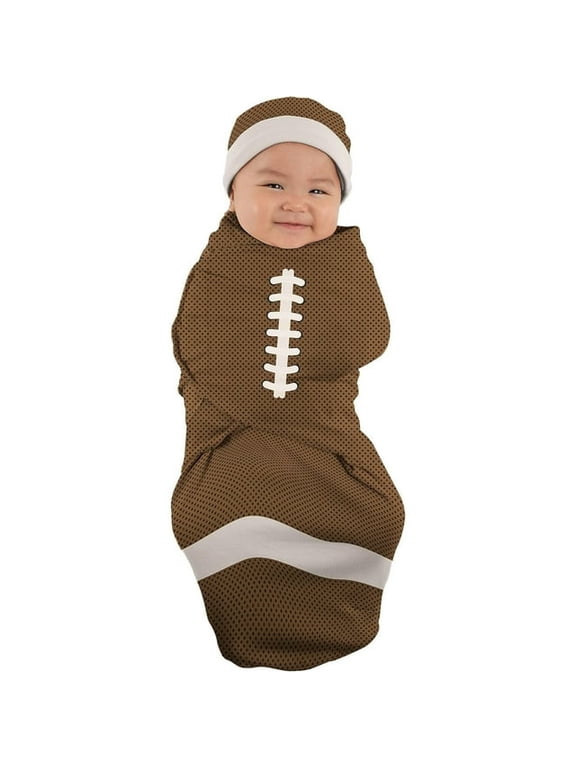 Baby Wrap Swaddle Blanket Sleep Sack Bundle with Novelty Beanie Hat, Football Swaddle Small