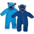 thumbnail image 1 of Cuddle Club Fleece Baby Bunting Bodysuit One Piece Hooded Romper Outerwear, 3T Blue Navy 2-Pack, 1 of 7
