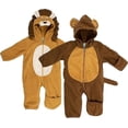 thumbnail image 1 of Cuddle Club Fleece Baby Bunting Bodysuit One Piece Hooded Romper Outerwear, 3T Lion & Monkey 2-Pack, 1 of 7