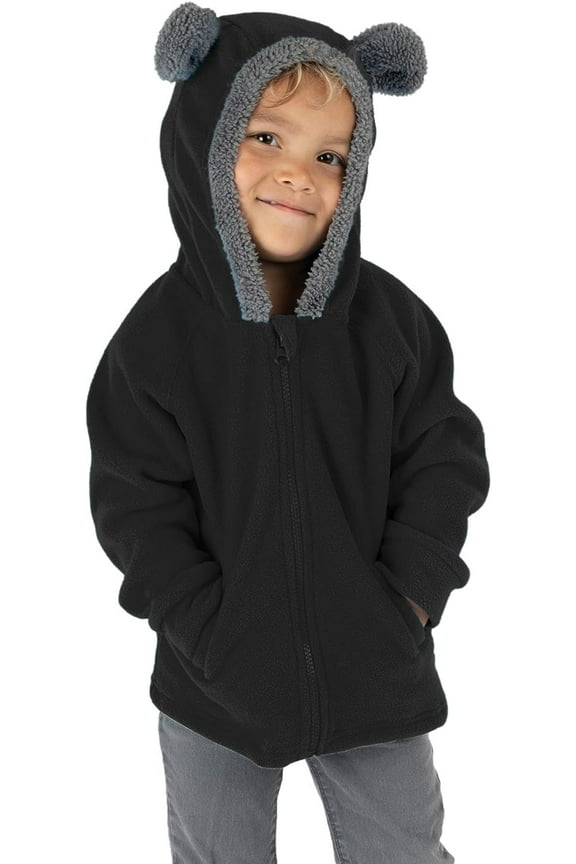 Fleece Hoodie Jacket Winter Baby Clothes, Bear Black 3T
