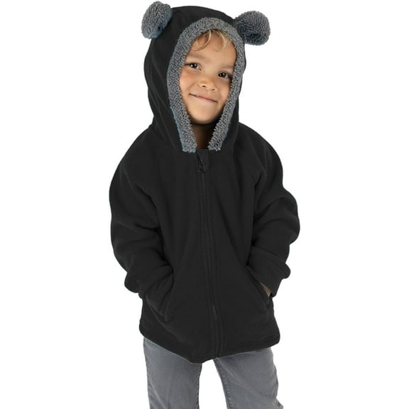 Cuddle Club Fleece Hoodie Jacket Winter Baby Clothes, Bear Black 5T