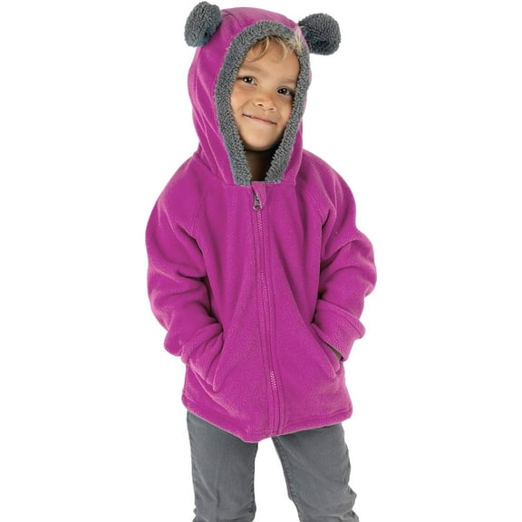 Cuddle Club Fleece Hoodie Jacket Winter Baby Clothes, Bear Purple 18-24 Mos