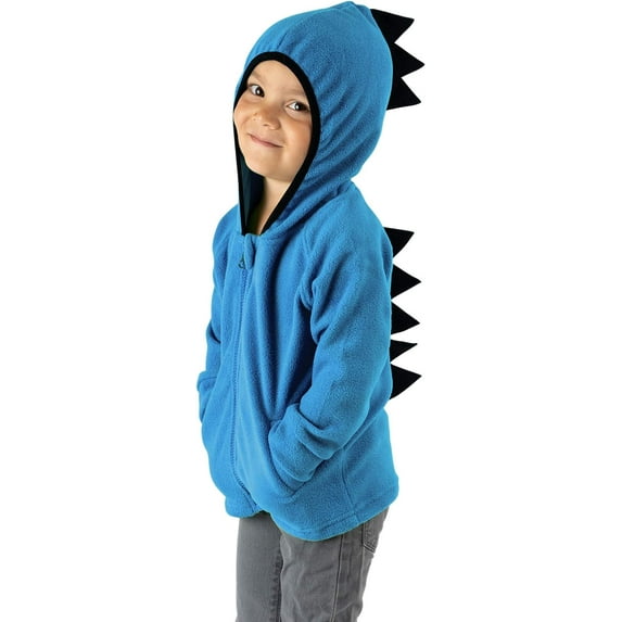 Cuddle Club Fleece Hoodie Jacket Winter Baby Clothes, Dino Blue Black 12-18 Mos