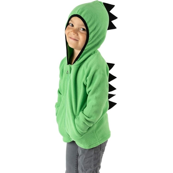 Cuddle Club Fleece Hoodie Jacket Winter Baby Clothes, Dino Green Black 0-3 Mos