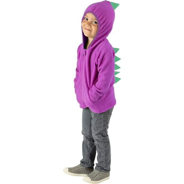 Cuddle Club Fleece Hoodie Jacket Winter Baby Clothes Dino Purple Green 3T