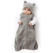 Cuddle Club Fleece Sleep Sack Swaddle Blanket Baby Sleeping Bag, Bear Gray Large