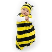 Cuddle Club Fleece Sleep Sack Swaddle Blanket Baby Sleeping Bag, Bee Large