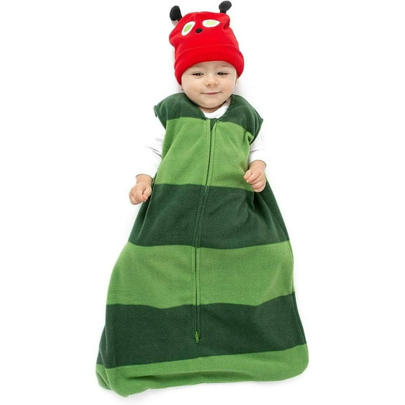 Cuddle Club Fleece Sleep Sack Swaddle Blanket Baby Sleeping Bag, Caterpillar Small