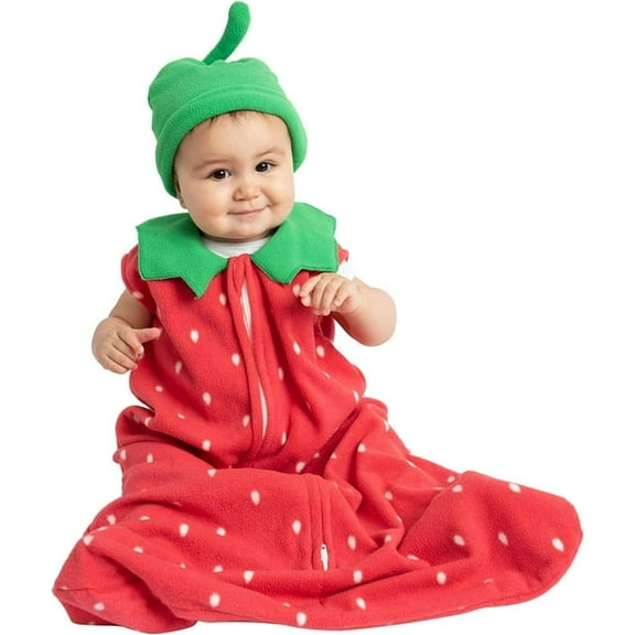 Cuddle Club Fleece Sleep Sack Swaddle Blanket Baby Sleeping Bag, Strawberry Blue Small