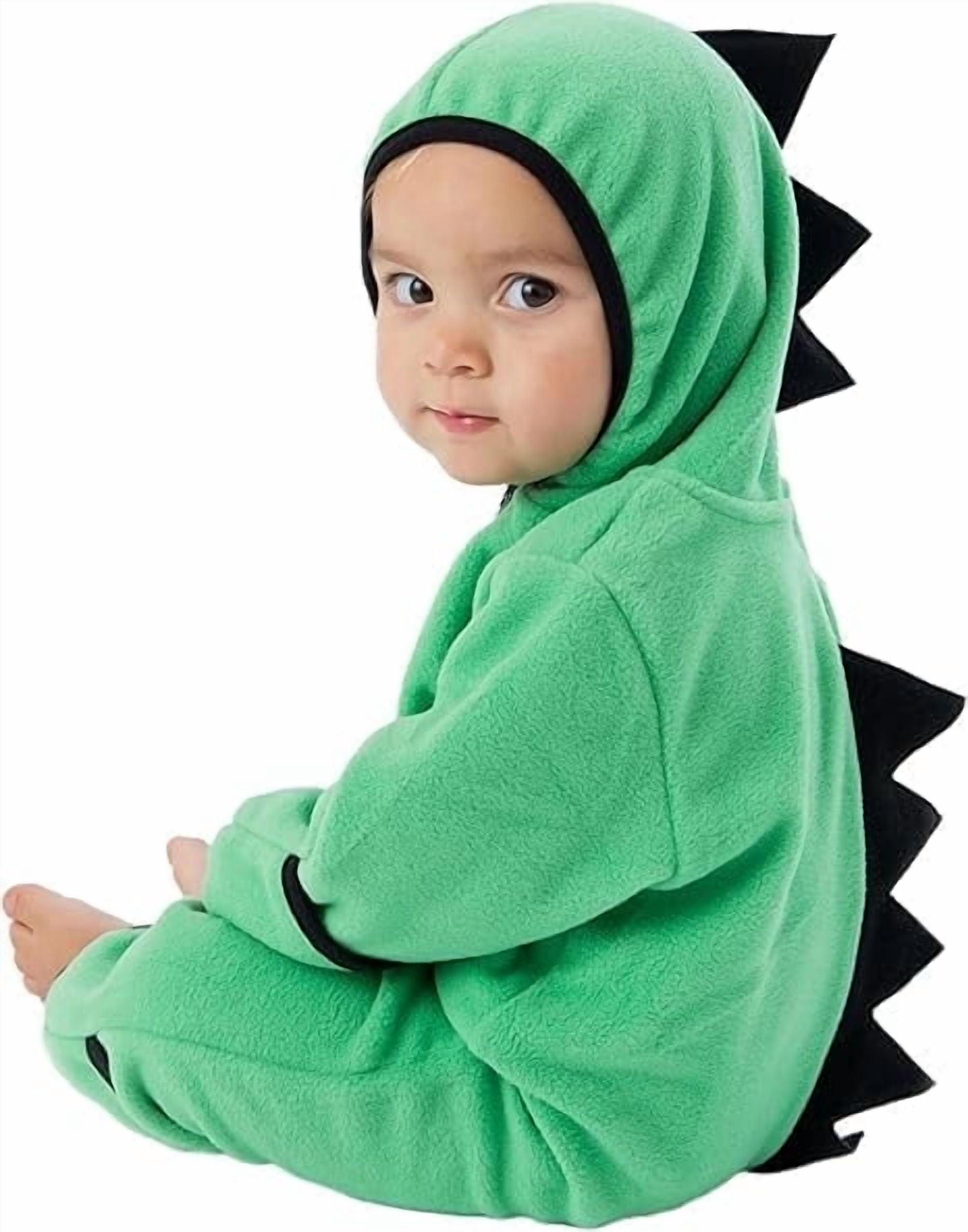 Cuddle Club Hooded Fleece Onesies for Babies, Green & Black Dino Baby ...
