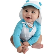 Cuddle Club One-Piece Baby Swimsuit UPF 50+ Infant Sunscreen Baby Beach Gear, Bear Blue 0-3 Mos
