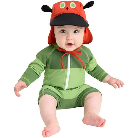 Cuddle Club One-Piece Baby Swimsuit UPF 50+ Infant Sunscreen Baby Beach Gear, Rashguard Caterpillar 6-12 Mos
