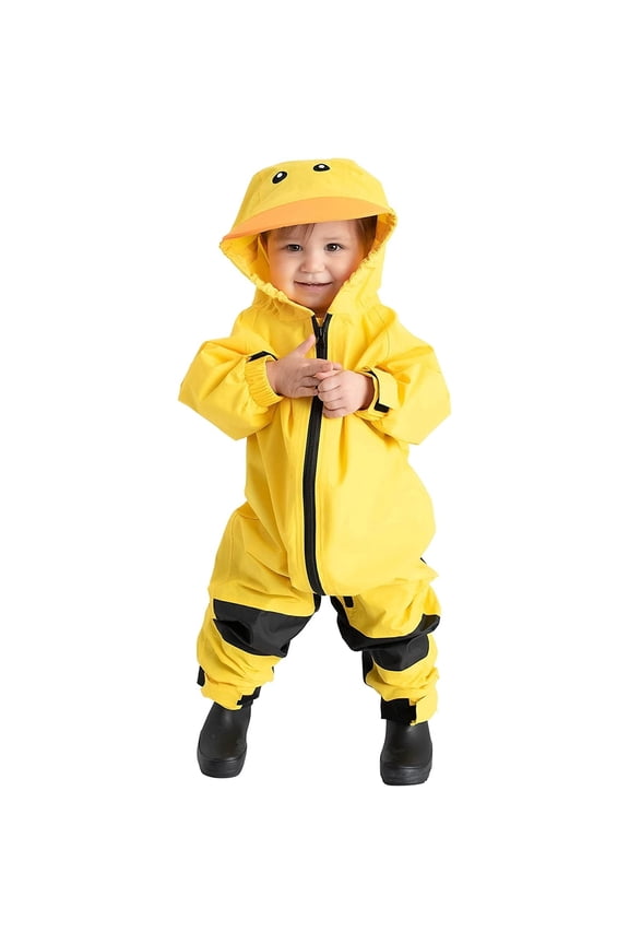 One Piece Kids Rain Suit Waterproof Jacket Toddler Overalls, Duck 2T