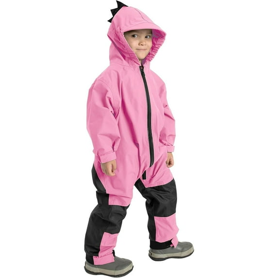 Cuddle Club One Piece Kids Rain Suit Waterproof Jacket Toddler Overalls, Pink Dino 8 to 9 Years Old