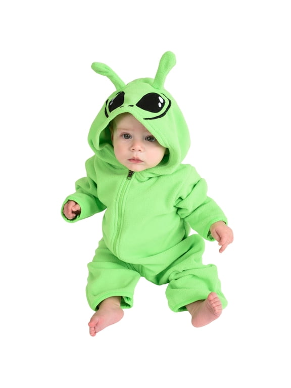 Hooded Fleece Onesies for Babies, One-Piece Alien Baby Romper, 6-12 Months