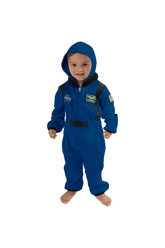 One Piece Romper Hooded Fleece Onesie Jumper for Baby, Astronaut Blue 5T