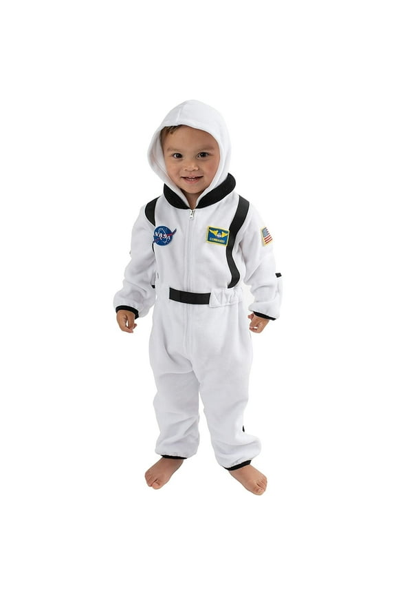 One Piece Romper Hooded Fleece Onesie Jumper for Baby, Astronaut White 0-3 Mos