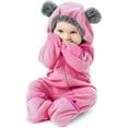 thumbnail image 1 of Cuddle Club One Piece Romper Hooded Fleece Onesie Jumper for Baby, Bear Pink 3-6 Mos, 1 of 6