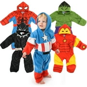Cuddle Club One Piece Romper Hooded Fleece Onesie Jumper for Baby, Captain America 18 to 24 Months
