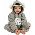 thumbnail image 1 of Cuddle Club One Piece Romper Hooded Fleece Onesie Jumper for Baby, Koala Gray 12-18 Mos, 1 of 6