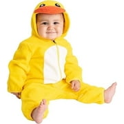 Cuddle Club One Piece Romper Hooded Fleece Onesie Jumper for Baby, Yellow Duck 0-3 Mos