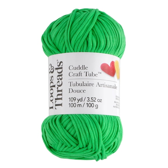 Loops & Threads Cuddle Craft Tube Yarn - Medium (4) Cotton Nylon Blend, Soft Tube Yarn for Knitting, Crochet & Crafts, Ideal for Apparel, Accessories & Decor, 109 yd / 3.52 oz Skein, 8 Pack